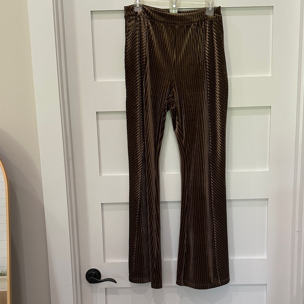 Pink Lily Brown Striped Trousers